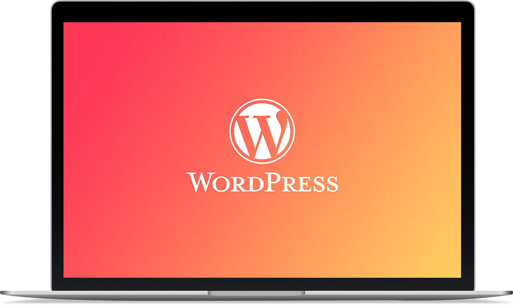 Laptop with Wordpress logo.